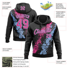 Charger l'image dans la galerie, Custom Stitched Black Pink-Light Blue 3D Pattern Design Splash Sports Pullover Sweatshirt Hoodie