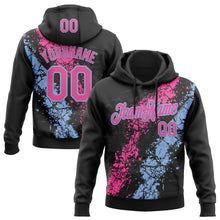 Charger l'image dans la galerie, Custom Stitched Black Pink-Light Blue 3D Pattern Design Splash Sports Pullover Sweatshirt Hoodie