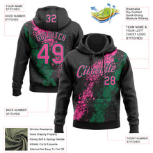 Laden Sie das Bild in den Galerie-Viewer, Custom Stitched Black Pink-Kelly Green 3D Pattern Design Splash Sports Pullover Sweatshirt Hoodie