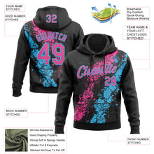 Charger l'image dans la galerie, Custom Stitched Black Pink-Sky Blue 3D Pattern Design Splash Sports Pullover Sweatshirt Hoodie
