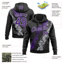 Load image into Gallery viewer, Custom Stitched Black Purple-Gray 3D Pattern Design Splash Sports Pullover Sweatshirt Hoodie