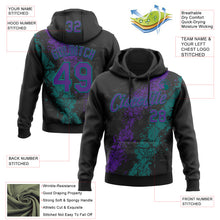 Charger l'image dans la galerie, Custom Stitched Black Purple-Teal 3D Pattern Design Splash Sports Pullover Sweatshirt Hoodie