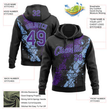 Charger l'image dans la galerie, Custom Stitched Black Purple-Light Blue 3D Pattern Design Splash Sports Pullover Sweatshirt Hoodie