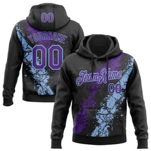 Charger l'image dans la galerie, Custom Stitched Black Purple-Light Blue 3D Pattern Design Splash Sports Pullover Sweatshirt Hoodie