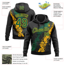 Load image into Gallery viewer, Custom Stitched Black Kelly Green-Gold 3D Pattern Design Splash Sports Pullover Sweatshirt Hoodie