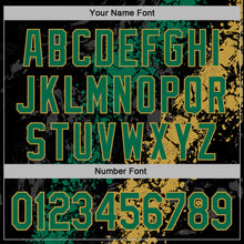 Load image into Gallery viewer, Custom Stitched Black Kelly Green-Old Gold 3D Pattern Design Splash Sports Pullover Sweatshirt Hoodie