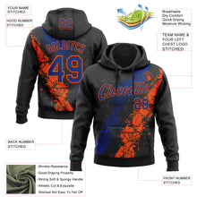 Load image into Gallery viewer, Custom Stitched Black Royal-Orange 3D Pattern Design Splash Sports Pullover Sweatshirt Hoodie