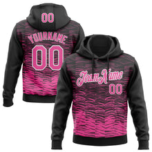 Load image into Gallery viewer, Custom Stitched Black Pink-White 3D Pattern Design Line Sports Pullover Sweatshirt Hoodie