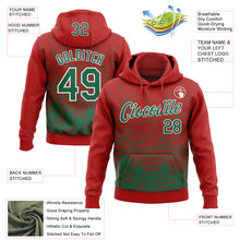 Charger l'image dans la galerie, Custom Stitched Red Kelly Green-White 3D Pattern Design Line Sports Pullover Sweatshirt Hoodie