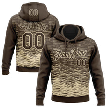 Laden Sie das Bild in den Galerie-Viewer, Custom Stitched Brown Cream 3D Pattern Design Line Sports Pullover Sweatshirt Hoodie