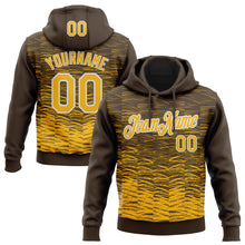 Load image into Gallery viewer, Custom Stitched Brown Gold-White 3D Pattern Design Line Sports Pullover Sweatshirt Hoodie