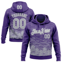Загрузить изображение в средство просмотра галереи, Custom Stitched Purple Gray-White 3D Pattern Design Line Sports Pullover Sweatshirt Hoodie