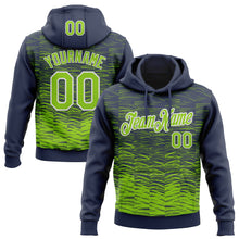 Загрузить изображение в средство просмотра галереи, Custom Stitched Navy Neon Green-White 3D Pattern Design Line Sports Pullover Sweatshirt Hoodie