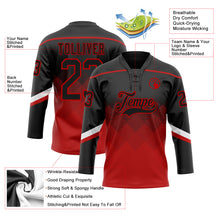 Charger l'image dans la galerie, Custom Black Red 3D Pattern Gradient Square Shapes Hockey Lace Neck Jersey