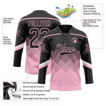 Charger l'image dans la galerie, Custom Black Light Pink-White 3D Pattern Gradient Square Shapes Hockey Lace Neck Jersey