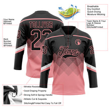 Charger l'image dans la galerie, Custom Black Medium Pink-White 3D Pattern Gradient Square Shapes Hockey Lace Neck Jersey
