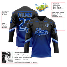 Charger l'image dans la galerie, Custom Black Royal-Light Blue 3D Pattern Gradient Square Shapes Hockey Lace Neck Jersey