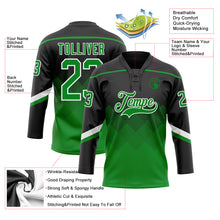Charger l'image dans la galerie, Custom Black Grass Green-White 3D Pattern Gradient Square Shapes Hockey Lace Neck Jersey