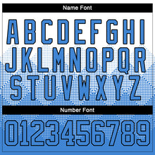 Charger l'image dans la galerie, Custom White Powder Blue-Black 3D Pattern Gradient Square Shapes Hockey Lace Neck Jersey