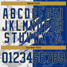 Load image into Gallery viewer, Custom Royal White-Old Gold 3D Pattern Gradient Fashion Scratch Hockey Lace Neck Jersey