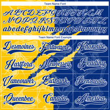 Load image into Gallery viewer, Custom Royal Yellow-White 3D Pattern Gradient Fashion Scratch Hockey Lace Neck Jersey