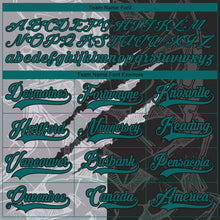 Charger l'image dans la galerie, Custom Black Teal-Gray 3D Pattern Gradient Fashion Scratch Hockey Lace Neck Jersey
