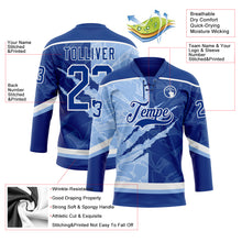 Charger l'image dans la galerie, Custom Royal Light Blue-White 3D Pattern Gradient Fashion Scratch Hockey Lace Neck Jersey