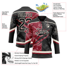 Load image into Gallery viewer, Custom Black Crimson-Cream 3D Pattern Gradient Fashion Scratch Hockey Lace Neck Jersey