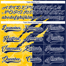 Load image into Gallery viewer, Custom Navy Yellow-White 3D Pattern Gradient Fashion Scratch Hockey Lace Neck Jersey