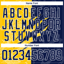 Load image into Gallery viewer, Custom Navy Yellow-White 3D Pattern Gradient Fashion Scratch Hockey Lace Neck Jersey
