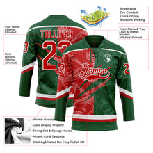 Load image into Gallery viewer, Custom Green Red-White 3D Pattern Gradient Fashion Scratch Hockey Lace Neck Jersey