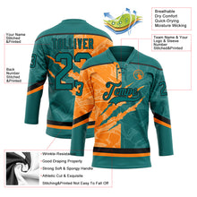 Load image into Gallery viewer, Custom Teal Bay Orange-Black 3D Pattern Gradient Fashion Scratch Hockey Lace Neck Jersey