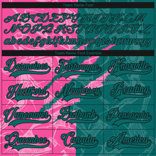 Load image into Gallery viewer, Custom Teal Pink-Black 3D Pattern Gradient Fashion Scratch Hockey Lace Neck Jersey