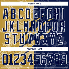 Charger l'image dans la galerie, Custom Navy Old Gold-White 3D Pattern Gradient Fashion Scratch Hockey Lace Neck Jersey