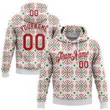 Load image into Gallery viewer, Custom Stitched White Red-White 3D Christmas Sports Pullover Sweatshirt Hoodie
