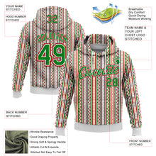 Load image into Gallery viewer, Custom Stitched White Grass Green-Red 3D Christmas Stripe Sports Pullover Sweatshirt Hoodie