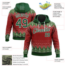 Load image into Gallery viewer, Custom Stitched Red Green-White 3D Christmas Ugly Sweater Sports Pullover Sweatshirt Hoodie