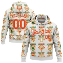 Load image into Gallery viewer, Custom Stitched White Orange-White 3D Christmas Sports Pullover Sweatshirt Hoodie
