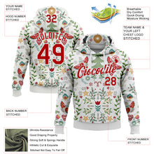 Load image into Gallery viewer, Custom Stitched White Red-White 3D Christmas Floral Sports Pullover Sweatshirt Hoodie