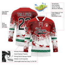Laden Sie das Bild in den Galerie-Viewer, Custom Red Black-White 3D Christmas Reindeer Hockey Lace Neck Jersey