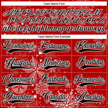 Laden Sie das Bild in den Galerie-Viewer, Custom Red Black-White 3D Christmas Hockey Lace Neck Jersey