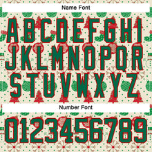 Загрузить изображение в средство просмотра галереи, Custom Cream Kelly Green-Red 3D Christmas Hockey Lace Neck Jersey