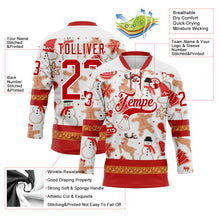 Load image into Gallery viewer, Custom White Red-White 3D Christmas Hockey Lace Neck Jersey