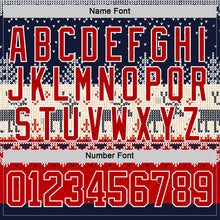 Charger l'image dans la galerie, Custom Navy Red-White 3D Christmas Ugly Sweater Hockey Lace Neck Jersey