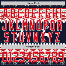 Load image into Gallery viewer, Custom Navy Fire Red-White 3D Christmas Ugly Sweater Hockey Lace Neck Jersey