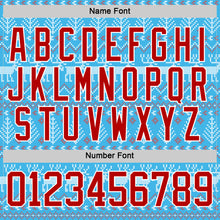 Charger l'image dans la galerie, Custom Sky Blue Red-White 3D Christmas Ugly Sweater Hockey Lace Neck Jersey