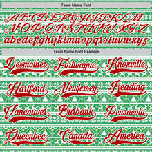 Laden Sie das Bild in den Galerie-Viewer, Custom Kelly Green Red-White 3D Christmas Ugly Sweater Hockey Lace Neck Jersey