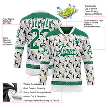 Загрузить изображение в средство просмотра галереи, Custom White Kelly Green-White 3D Christmas Hockey Lace Neck Jersey