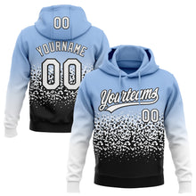 Load image into Gallery viewer, Custom Stitched Light Blue White-Black 3D Pattern Design Abstract Shape Sports Pullover Sweatshirt Hoodie