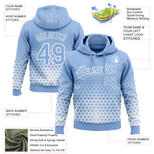 Load image into Gallery viewer, Custom Stitched Light Blue Light Blue-White 3D Pattern Design Geometrico Graph Sports Pullover Sweatshirt Hoodie